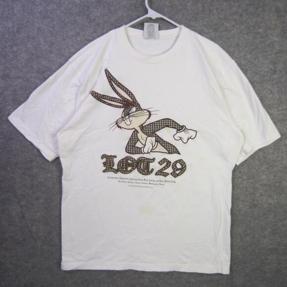 Vintage Lot 29 Shirt Mens XXL White Bugs Bunny Graphic Cartoon Hip Hop 2000s Tee - Picture 1 of 7
